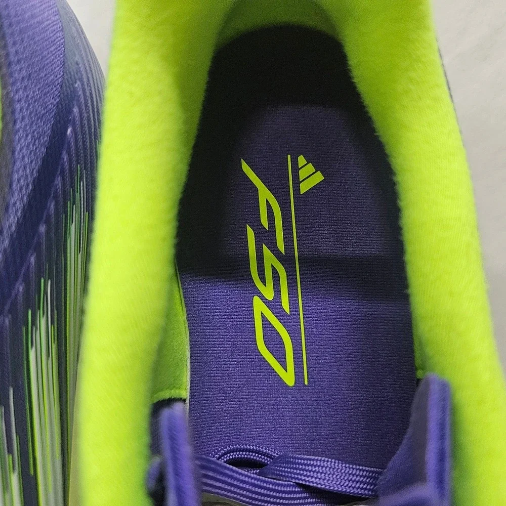 Adidas F50 League FG/MG Soccer Cleats JI0003 Purple Lucid Lemon Mens Size 11.5 - Picture 9 of 10